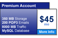 Premium web hosting account is only $45 per month and provides the extra features you need