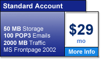 standard web hosting account is only $29 per month